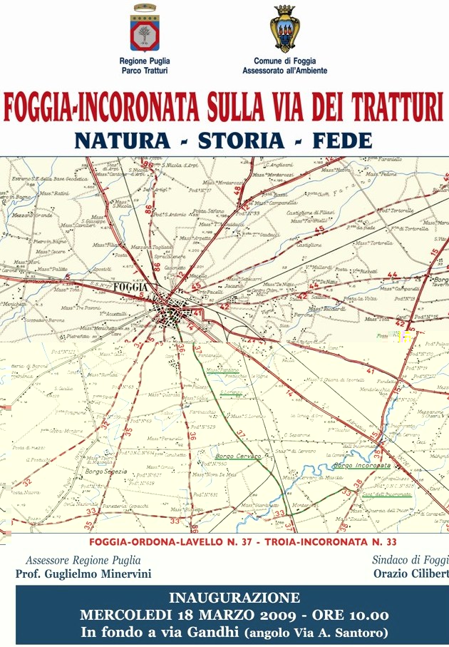 FOGGIA - Mappa dei Tratturi Regi della Daunia
